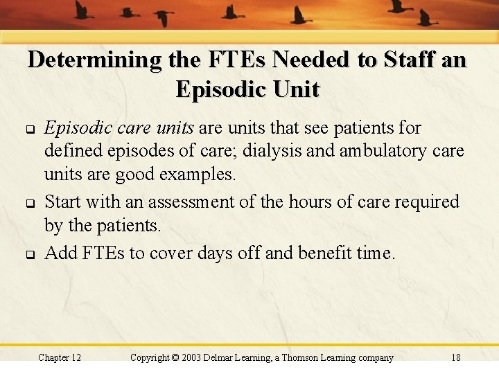 Determining the FTEs Needed to Staff an Episodic Unit q q q Episodic care Determining the FTEs Needed to Staff an Episodic Unit q q q Episodic care