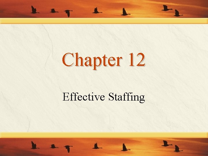 Chapter 12 Effective Staffing Chapter 12 Effective Staffing