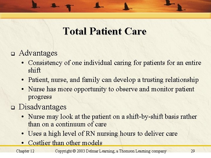 Total Patient Care q Advantages • Consistency of one individual caring for patients for Total Patient Care q Advantages • Consistency of one individual caring for patients for