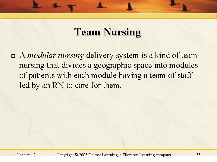 Team Nursing q A modular nursing delivery system is a kind of team nursing Team Nursing q A modular nursing delivery system is a kind of team nursing