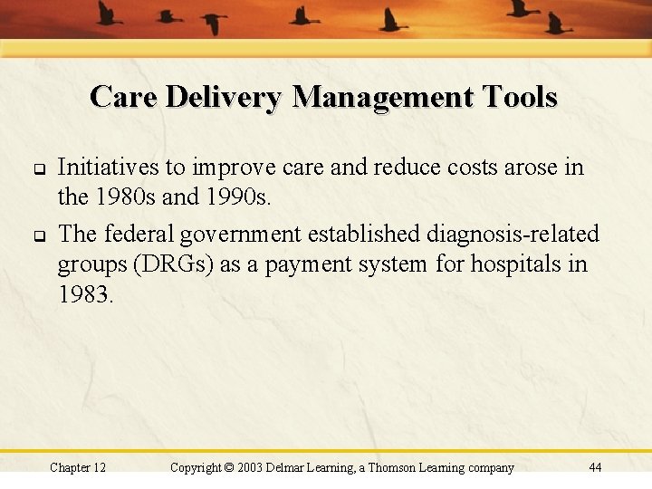 Care Delivery Management Tools q q Initiatives to improve care and reduce costs arose Care Delivery Management Tools q q Initiatives to improve care and reduce costs arose