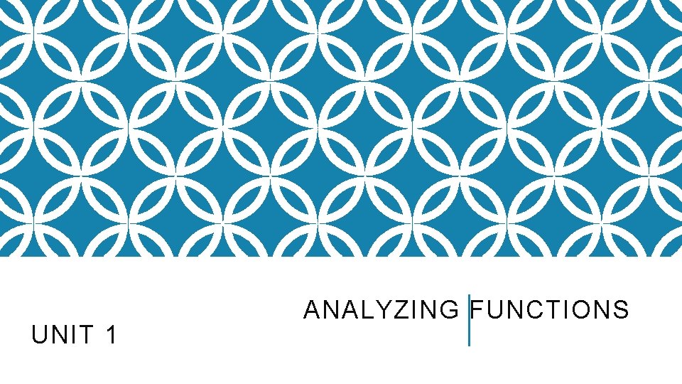 UNIT 1 ANALYZING FUNCTIONS 