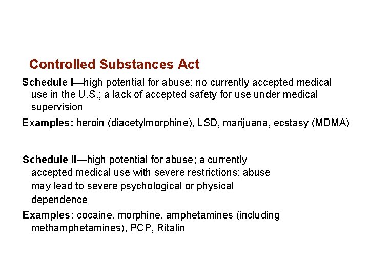 Controlled Substances Act Schedule I—high potential for abuse; no currently accepted medical use in Controlled Substances Act Schedule I—high potential for abuse; no currently accepted medical use in