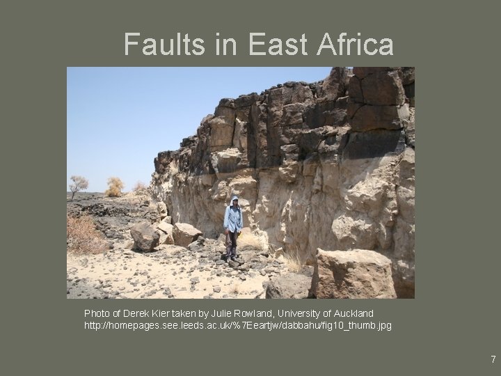 Faults in East Africa Photo of Derek Kier taken by Julie Rowland, University of