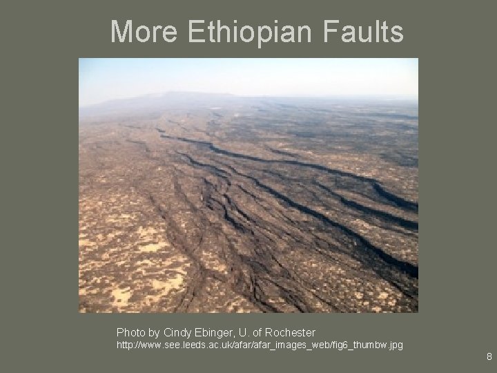 More Ethiopian Faults Photo by Cindy Ebinger, U. of Rochester http: //www. see. leeds.
