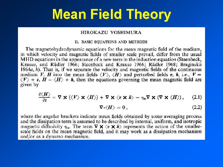 Mean Field Theory 