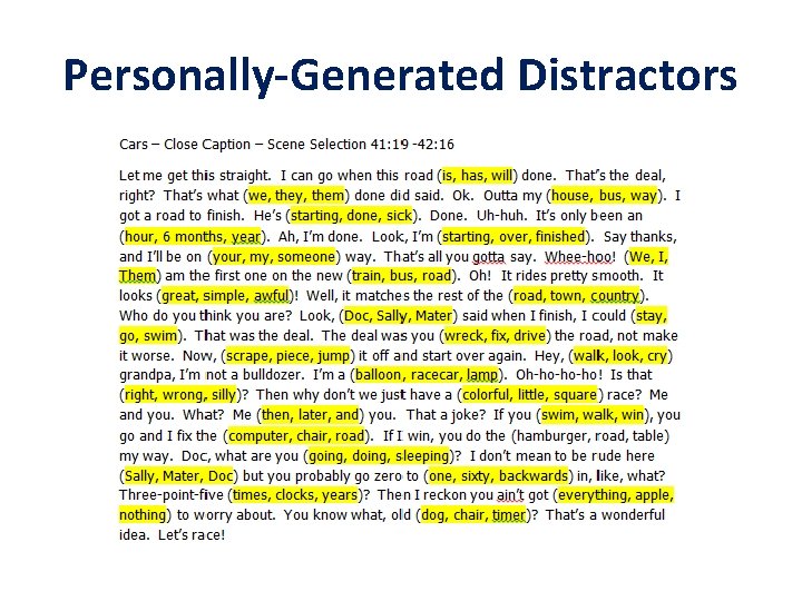 Personally-Generated Distractors 