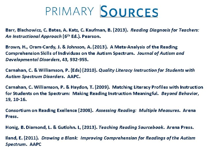 Barr, Blachowicz, C. Bates, A. Katz, C. Kaufman, B. (2013). Reading Diagnosis for Teachers: