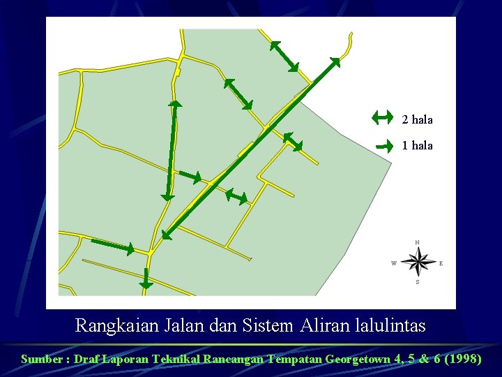 2 hala 1 hala Rangkaian Jalan dan Sistem Aliran lalulintas Sumber : Draf Laporan