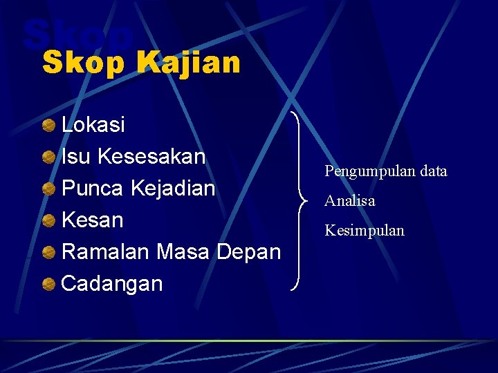 Skop Kajian Lokasi Isu Kesesakan Punca Kejadian Kesan Ramalan Masa Depan Cadangan Pengumpulan data