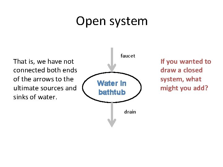 Open system That is, we have not connected both ends of the arrows to