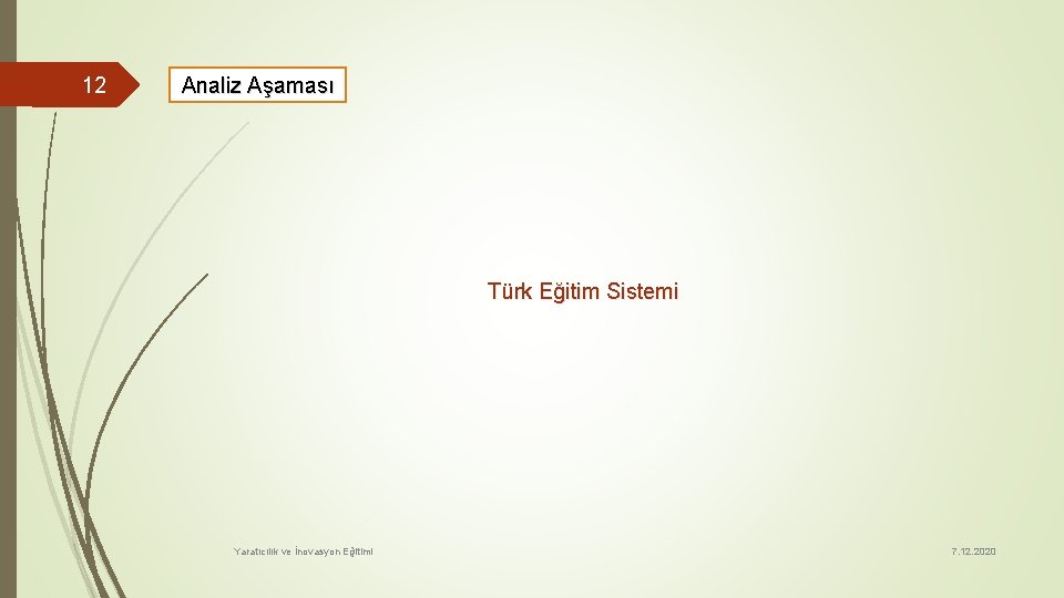 12 Analiz Aşaması Türk Eğitim Sistemi Yaratıcılık ve İnovasyon Eğitimi 7. 12. 2020 