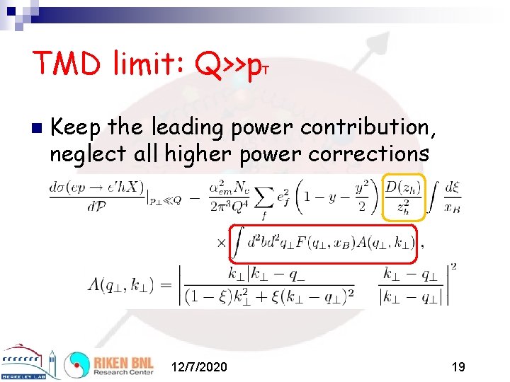 TMD limit: Q>>p n T Keep the leading power contribution, neglect all higher power