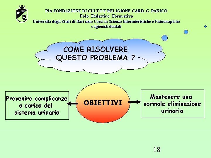 PIA FONDAZIONE DI CULTO E RELIGIONE CARD. G. PANICO Polo Didattico Formativo Università degli