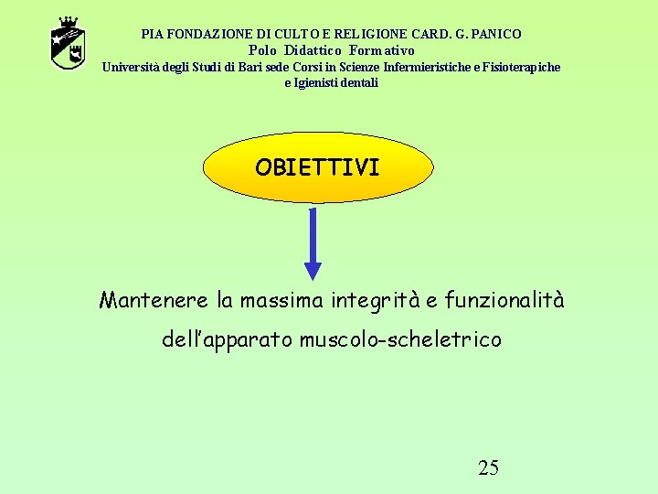 PIA FONDAZIONE DI CULTO E RELIGIONE CARD. G. PANICO Polo Didattico Formativo Università degli