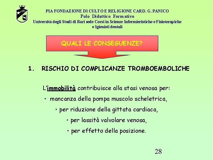 PIA FONDAZIONE DI CULTO E RELIGIONE CARD. G. PANICO Polo Didattico Formativo Università degli