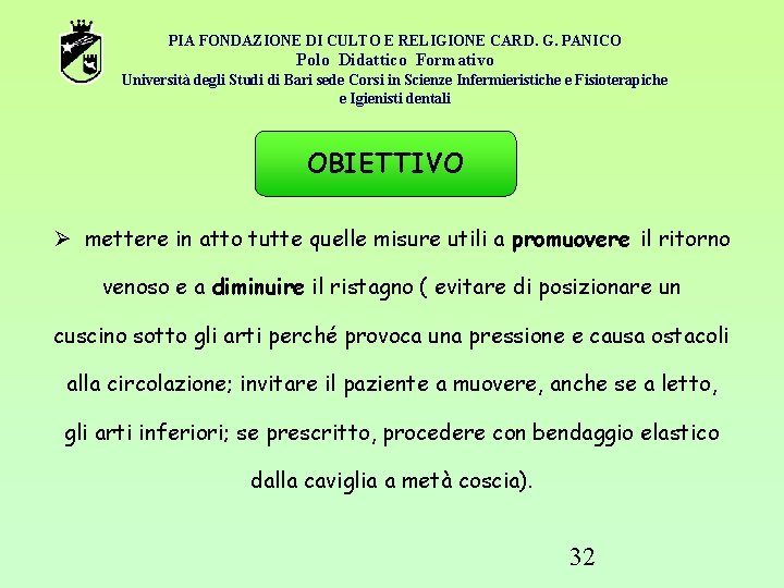 PIA FONDAZIONE DI CULTO E RELIGIONE CARD. G. PANICO Polo Didattico Formativo Università degli