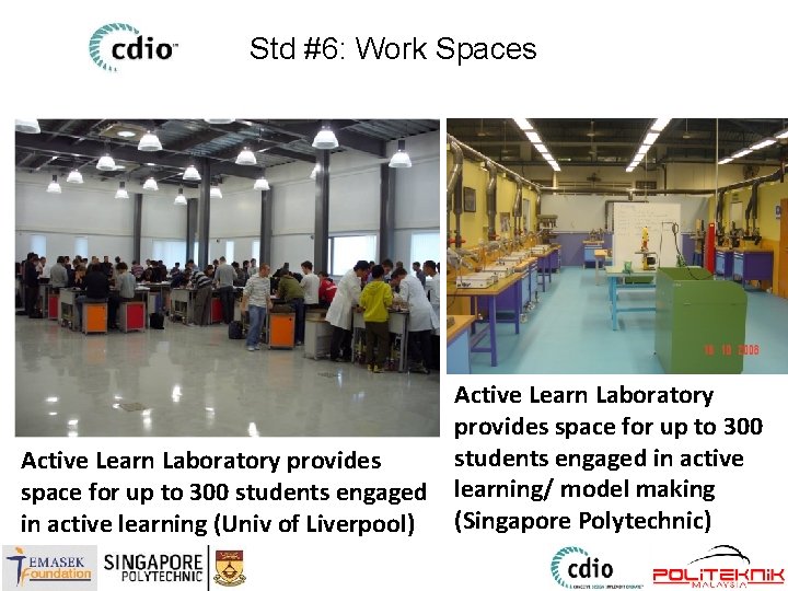 Std #6: Work Spaces Active Learn Laboratory provides space for up to 300 students