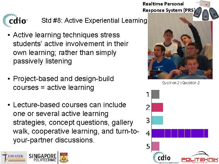 Realtime Personal Response System (PRS) Std #8: Active Experiential Learning • Active learning techniques
