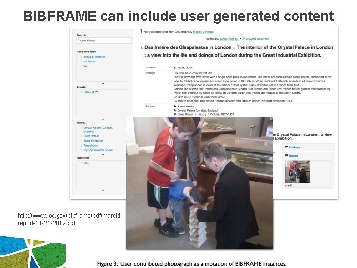 BIBFRAME can include user generated content http: //www. loc. gov/bibframe/pdf/marcldreport-11 -21 -2012. pdf 