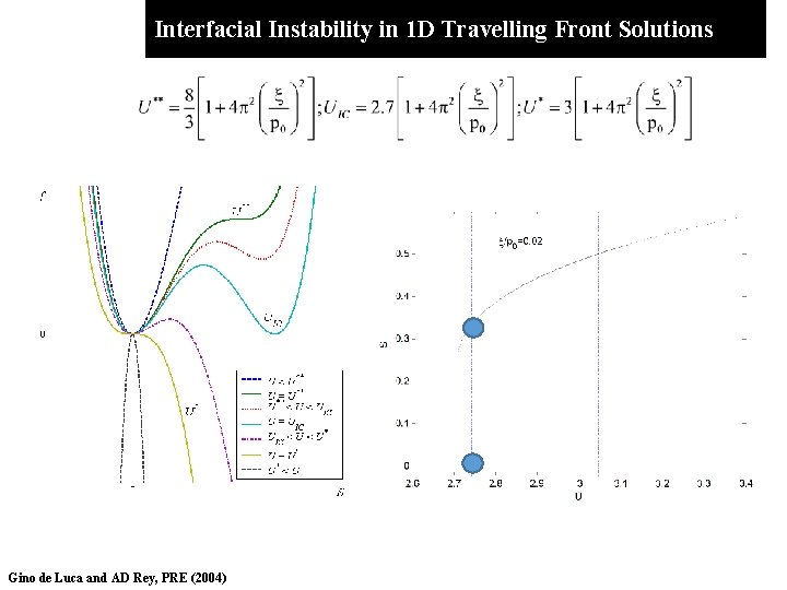 Interfacial Instability in 1 D Travelling Front Solutions Gino de Luca and AD Rey,