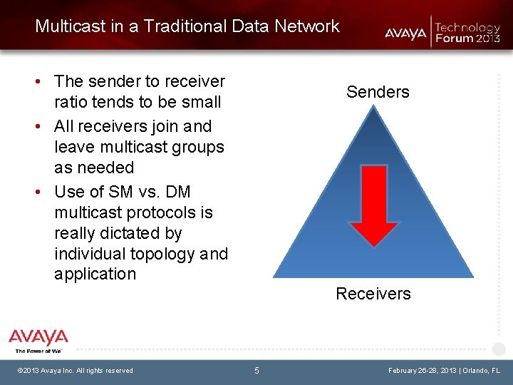 Multicast in a Traditional Data Network • The sender to receiver ratio tends to