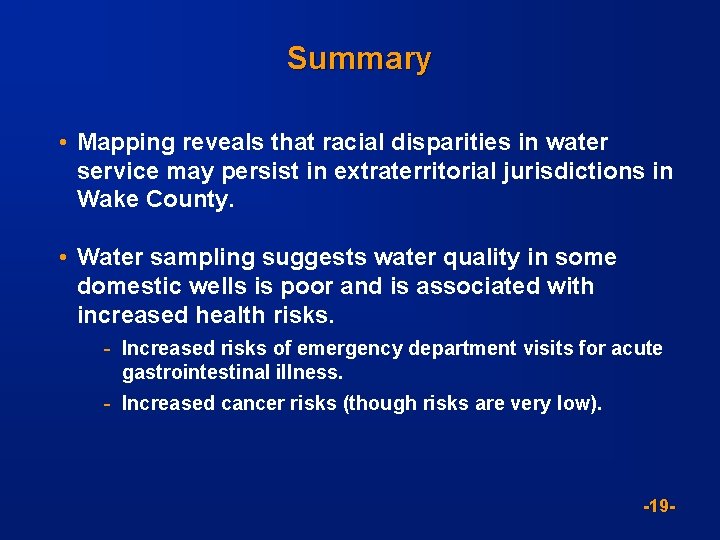 Summary • Mapping reveals that racial disparities in water service may persist in extraterritorial Summary • Mapping reveals that racial disparities in water service may persist in extraterritorial