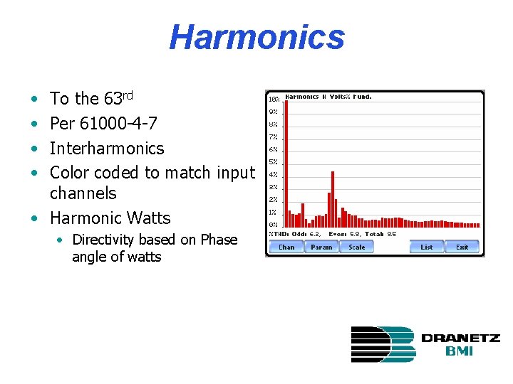 Harmonics • • To the 63 rd Per 61000 -4 -7 Interharmonics Color coded