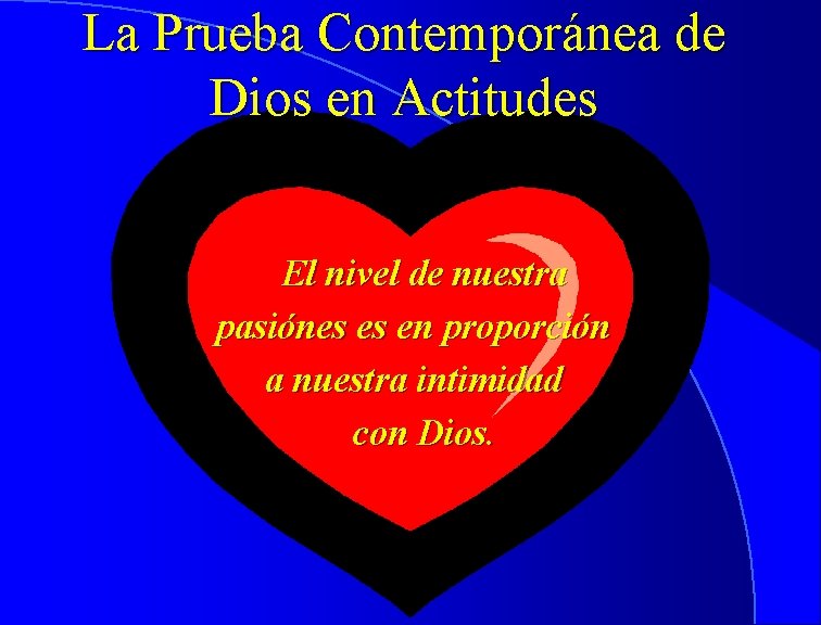 La Prueba Contemporánea de Dios en Actitudes El nivel de nuestra pasiónes es en