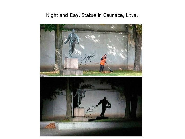 Night and Day. Statue in Caunace, Litva. Night and Day. Statue in Caunace, Litva.