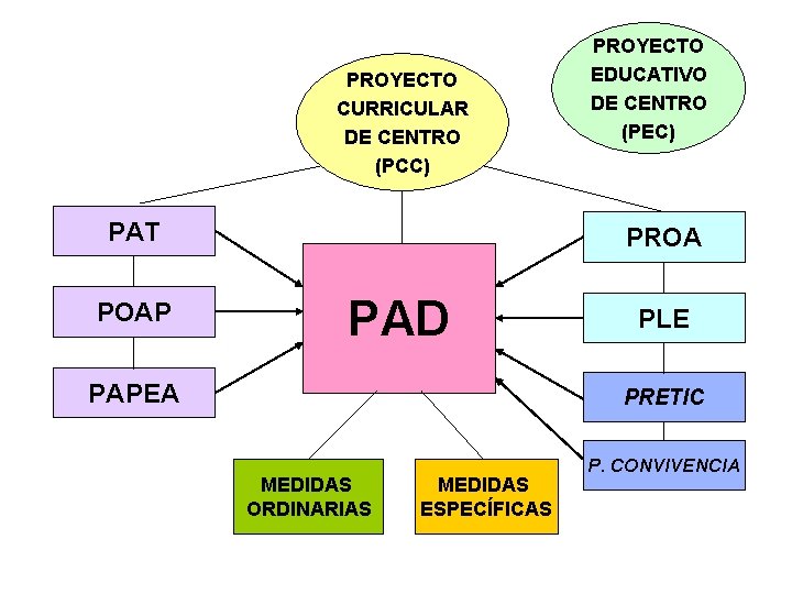 PROYECTO CURRICULAR DE CENTRO (PCC) PAT POAP PROYECTO EDUCATIVO DE CENTRO (PEC) PROA PAD