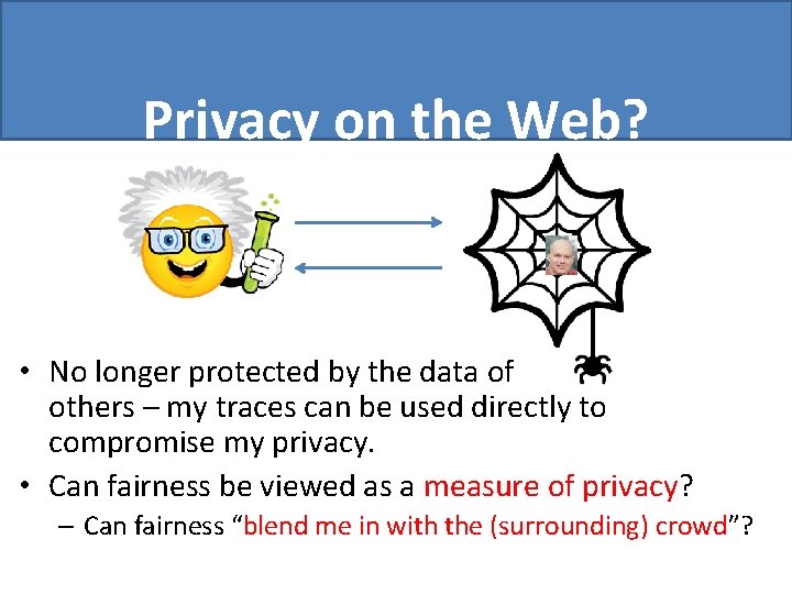 Privacy on the Web? • No longer protected by the data of others –