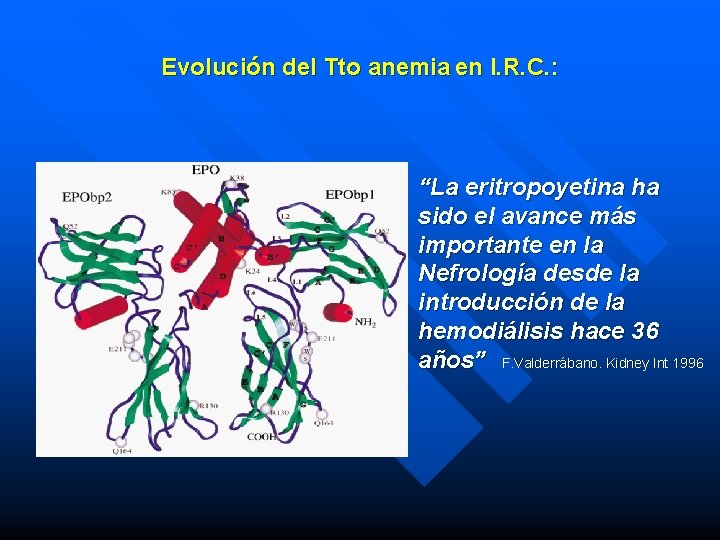 Evolución del Tto anemia en I. R. C. : n “La eritropoyetina ha sido