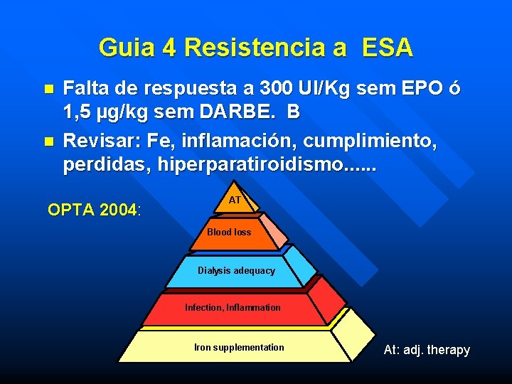 Guia 4 Resistencia a ESA n n Falta de respuesta a 300 UI/Kg sem