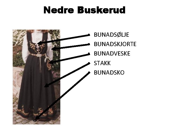 Nedre Buskerud • • • BUNADSØLJE BUNADSKJORTE BUNADVESKE STAKK BUNADSKO 