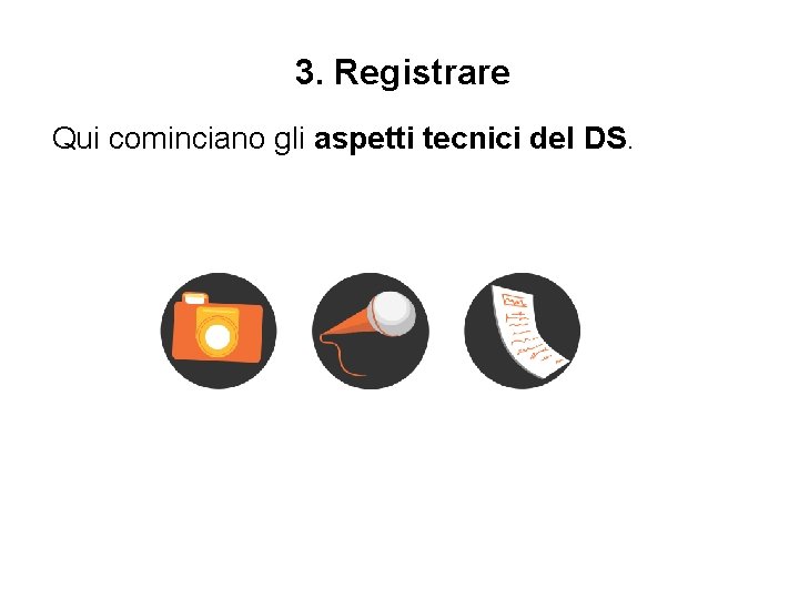 3. Registrare Qui cominciano gli aspetti tecnici del DS. 