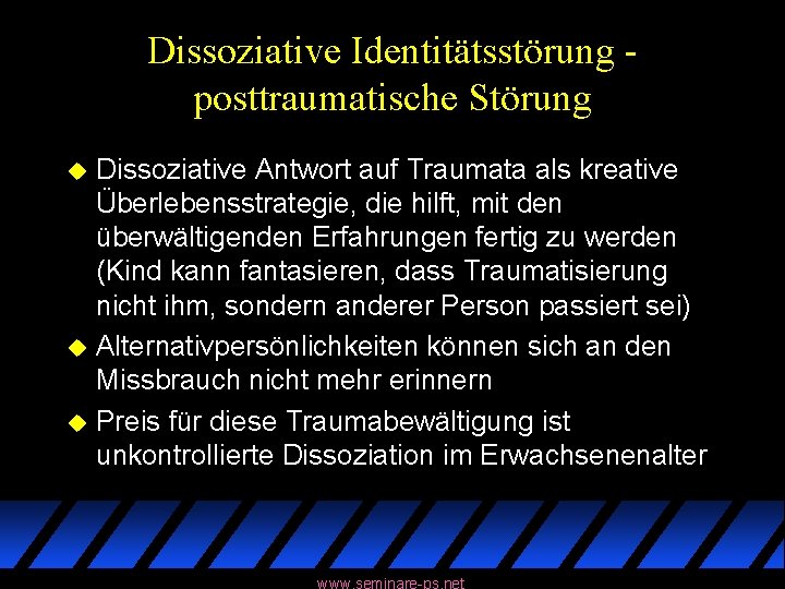Dissoziative Identitätsstörung posttraumatische Störung Dissoziative Antwort auf Traumata als kreative Überlebensstrategie, die hilft, mit