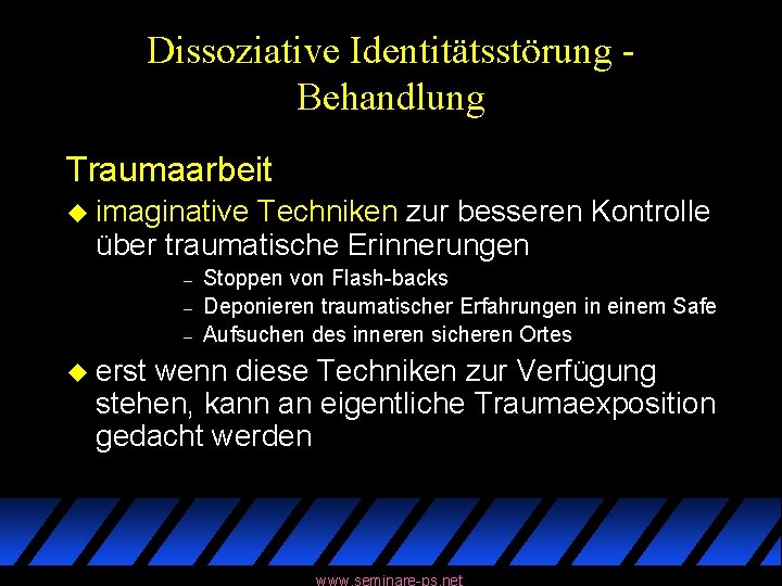 Dissoziative Identitätsstörung Behandlung Traumaarbeit u imaginative Techniken zur besseren Kontrolle über traumatische Erinnerungen –