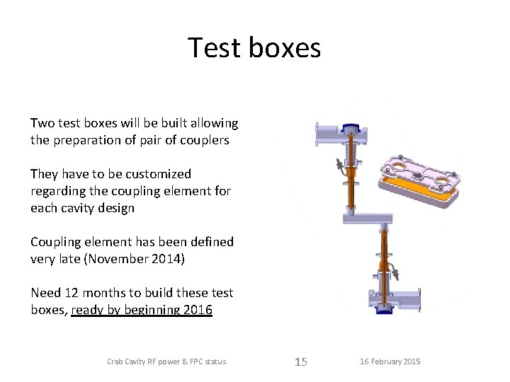 Test boxes Two test boxes will be built allowing the preparation of pair of