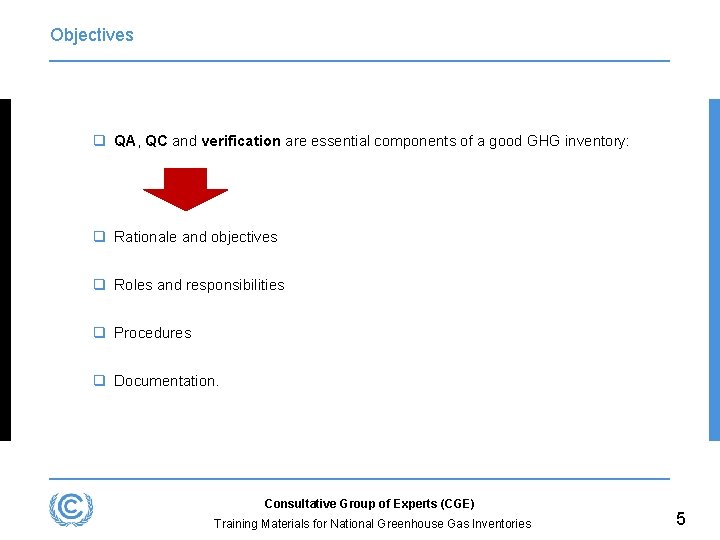 Objectives q QA, QC and verification are essential components of a good GHG inventory: