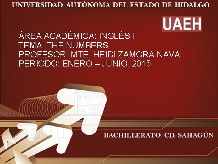 ÁREA ACADÉMICA: INGLÉS I TEMA: THE NUMBERS PROFESOR: MTE. HEIDI ZAMORA NAVA PERIODO: ENERO