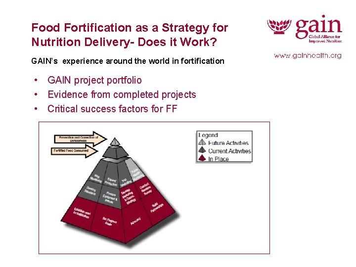 Food Fortification as a Strategy for Nutrition Delivery- Does it Work? GAIN’s experience around