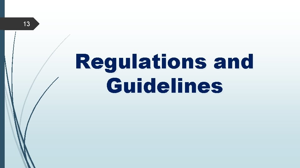 13 Regulations and Guidelines 