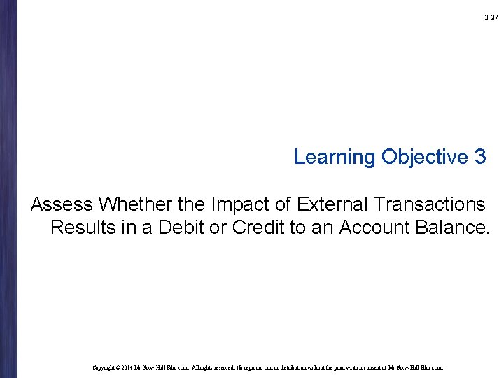 2 -27 Learning Objective 3 Assess Whether the Impact of External Transactions Results in