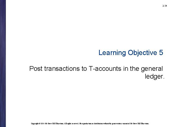 2 -34 Learning Objective 5 Post transactions to T-accounts in the general ledger. Copyright