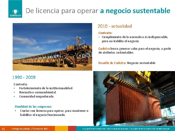 De licencia para operar a negocio sustentable 2010 - actualidad Contexto: • Cumplimiento de