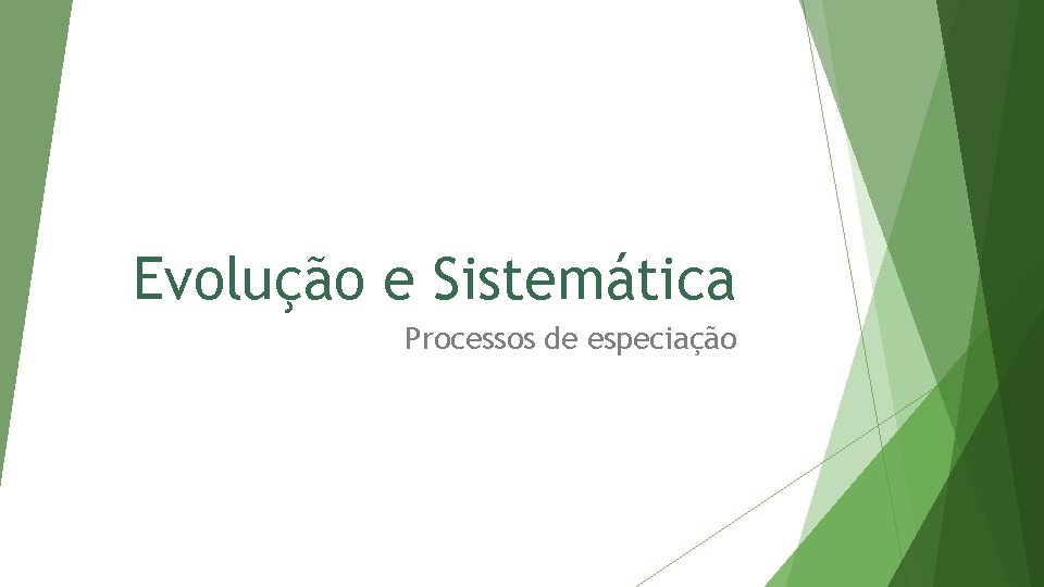 Evolução e Sistemática Processos de especiação 