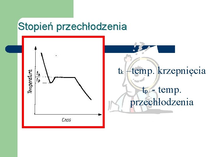 Stopień przechłodzenia tk –temp. krzepnięcia tp - temp. przechłodzenia 