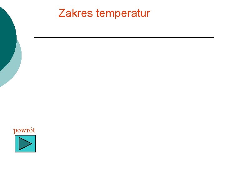 Zakres temperatur powrót 