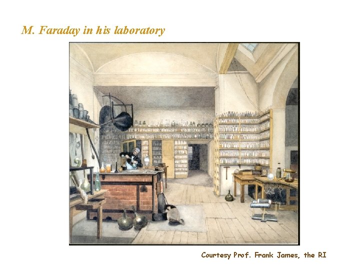 M. Faraday in his laboratory Courtesy Prof. Frank James, the RI 